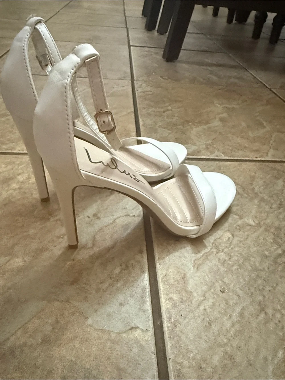 Lulu's White Open-Toe Ankle-Strap Heels